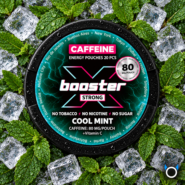 xbooster cool mint caffeine energy pouches